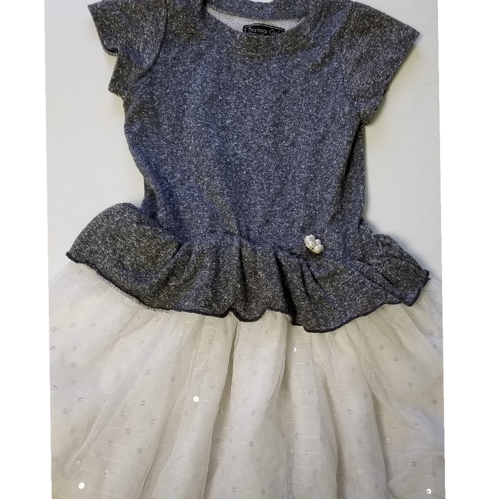 Dorissa Girl 6X Party Dress w/ Sequin Tulle E106